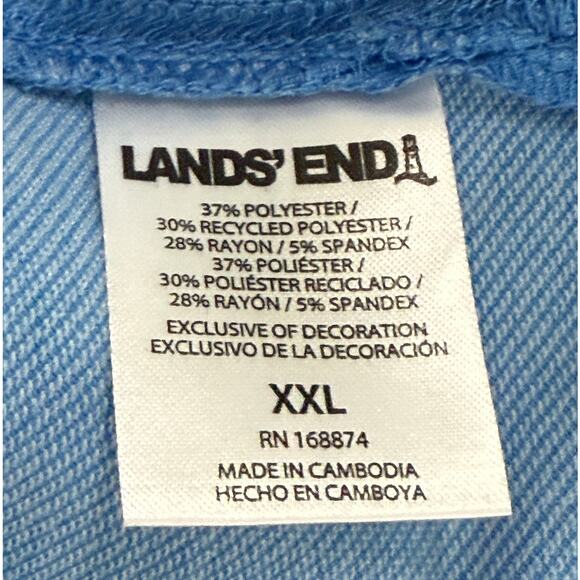 Lands End Men's Tech Tee 4-Way Stretch Classic Fit Tshirt - Blue - Size XXL - Picture 7 of 8